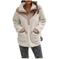 Topcoat jakna Ženska prevelika dukserija od runa za ženske patchwork poluvremenu pulover Top dugih rukava