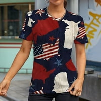 USA majice za ženska majica američke zastave Patriotski tops 4th srpnja Košulje Spomen Day Bluuses Neovisnosni