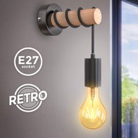 Crna zidna lampica sa drvenim snopom - Industrial Style Vintage Rasvjeta