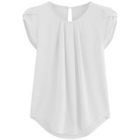 Ženske vrhove Crew Crw labava bluza Solidne boje ženske majice kratki rukav ljetni bijeli 4xl