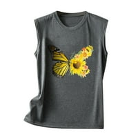 Camisole za ženske dame Ljeto bez rukava bez rukava od leptira za tisak tenza na vrhu casual mashirts bluze
