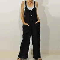 Jumpsuits za ženska modna labava tiskani taster Džepni ležerni ženski ljetni vrhovi crne m