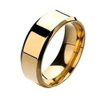 Visland Fashion Jednostavni ljubitelji unizanih ljubitelja od nehrđajućeg čelika Ogledalo prstenje za prstenje za prstenje - zlatni