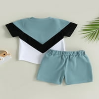 Springcmy Unise Toddler Baby Boy Girl Ljetna odjeća Boja blok Majica kratkih rukava TOP + kratke hlače
