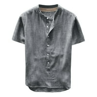 Muška majica modni muški ljetni gumb casual posteljina i pamučna kratka rukava TO-bluza majice