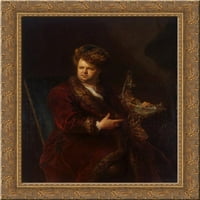Portret Johanna Melchior Dinglinger Gold Ornate Wood Framed Canvas Art by Pesne, Antoine