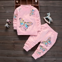 1-9Y TODDLER Djeca dječja dječja odijela Butterfly Dukseri top and hlača Postavite školsku trenerke
