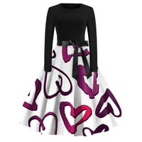 HHEI_K dugih rukava Maxi haljina za žene Žene Ležerni dan zaljubljenih Okrugli pulover s dugim rukavima