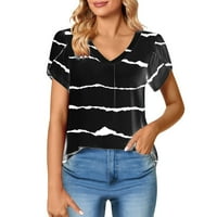 Baycosin Ženske bluze vrhovi Dressy V-izrez kratkih rukava Petal majice Majice Slatke ljetne casual
