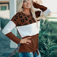 Zimski ušteda džemperi za žene čišćenje Žene Stripe Leopard Ispis Komforni dugi rukavi džemper vrhovi