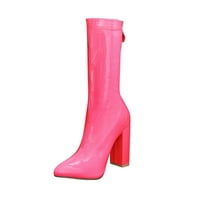 Ženske seksi slatkiša fluorescentna boja svijetle kožne stražnje patentni zatvarač debele cipele s visokom petom
