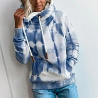 Njoeus dukseve zimska odjeća za žene Žene Tie-obojeni džep s dugim rukavima Loose dukserice, pulover na kapuljaču vrhunske slatke dukseve na klirensu