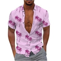 Bluza za muškarce čišćenje muška modnih casual tipki Havaii Ispis Ispis partdown kratka rukava bluza