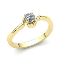 Prirodno 0,5CT okruglo Diamond Dame Bridal Solitaire Golvers Angažman prsten čvrsta 10k ruža, bijela