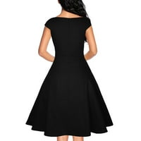 Ballsfhk modni ženski okrugli vrat kratkih rukava retro print rub visoka struka maxi haljina za žene