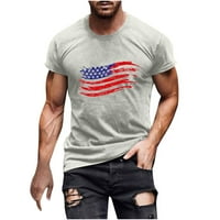 Košulje od 4. jula Muškarci sive majice, Ležerne prilike, okrugli vrat 3D digitalni ispis Pulover fitness