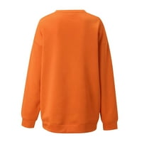 Ženske prevelike dukseve dukseve Fleece Crew pulover vrhove Casual Comfy Fals modne odjeće Orange XXL