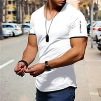Labakihah Muške majice Muška ljetna moda casual čvrsta boja ubode patentni džepni majica majica kratkih