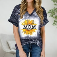 Ženska majica za bejzbol mami casual kratki rukav V izrez TEE Sports Fans Loose Fit Tops Tees Bluzes