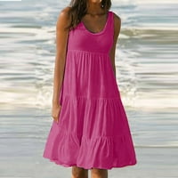 Haljina crkvene haljine za žene Ženska modna ljeto ljeta Solid Boja rukava bez rukava haljina za plažu