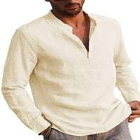 Muška bluza pamučna posteljina dugih rukava pulover Puno boje štanda košulja kože jesen casual zgodne