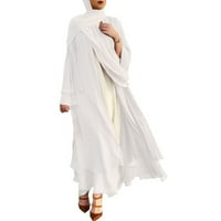 IOPQO ženski vanjski prsluci ženski muslimanski i elegantan šifon čvrsti kardigan labav dugi kardigan