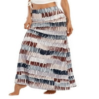 Springttc žene tiskali su visoku struku a-line duge maxi suknje