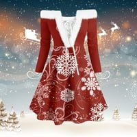 Mini haljine za žensko povremene božićne casual cvjetne tiskane kratkih rukava s kratkim rukavima ovratnik