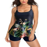 Nizine žene Dvo kupaći kostim cvjetni print kupaći kostimi posade podstavljeni tankani tankovi bez rukava
