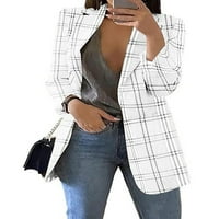 Paille Women Cardigan Jakna s dugim rukavima Blazers plairani poslovne jakne Elegantna radna odjeća