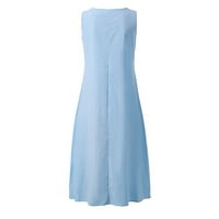 Haljine za žene Ležerne prilike ispisane srednje dužine bez rukava bez rukava A-line plažne haljine plave s