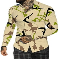 Capreze rever Tun Tuc Majica Camuflage Print bluza za muškarce Slim Fit Tops Party majice s dugim rukavima