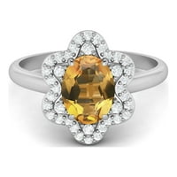 8x ovalnog oblika prirodni citrinski 10k bijeli zlatni angažman ženski prsten
