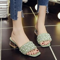 Ženske cipele Ljetne sandale Rhinestone Pearl prozračne pete sandale zelene boje