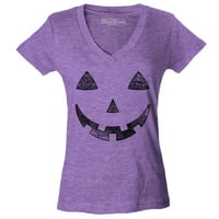 Trgovina4 god Ženski Jack O 'Lantern Halloween bundeve kostim Slim Fit V-izrez majica X-Mala Heather