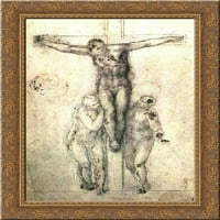 Crucifi Gold Ornate Wood uokvirene platnene umetnosti Michelangelo
