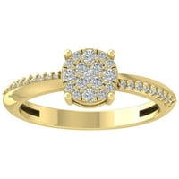 Araiya 10k žuti zlatni dijamantski prsten za klaster, veličina 6
