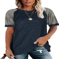 PLNOTME WOMENS T majice Tunt s kratkim rukavima Tunts Labavi CrewNeck Blok u boji Klasične ležerne majice
