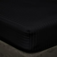Luksuzni krevet postavljen duboki džep - Broj navoja - egipatski pamuk - ekstra mekani i luksuzni, laka njega, elegantna - crna pruga, veličine twin
