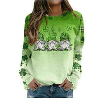 St Patrick Dnevne majice za žene Ženske vježbe vrhovi planinarska majica St. Patrick's Day Moda Print dugih rukava Bluza Okrugli vrat Ležerne prilike pulover