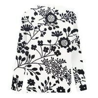 HFYIHGF Ženska bluza za jesen cvjetni ispisani kukičani čekić s dugim rukavima V Vrući izrez Casual