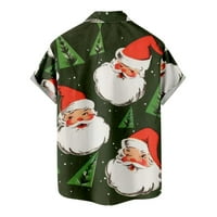 FESFESFES božićna majica za muškarce casual bluza Ispiši Henley vrat na vrhu poklopce kratkih rukava