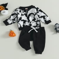 Baby Fall Outfits dugih rukava Ghost Print i hlače postavljaju odjeću Halloween