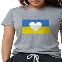 Cafepress - Ukrajinska srčana majica - Ženska Tri-Blend majica