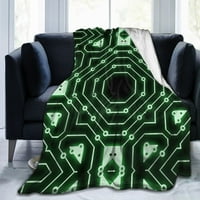 Zeleni čip krug bacajte pokrivač, flaffy mekani ugodan pokrivač Flannel plišani mikrofiber kauč baca