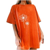 PEDORT Slatke T majice za žene okrugli vrat majica na vrhu Ljetne žene modna casual majica naranča, 2xl
