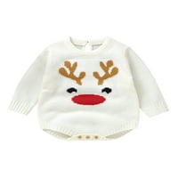 Novorođene novorođenčad božićne odijelo Dječak djevojke džemper ROMPER jelena Ispis dugih rukava pletenje