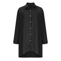 Lenago tunika bluza za žene plus veličine rever solidne boje modne povremene labave nepravilne majice