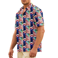 4. jula muške havajske majice USA Nacionalna zastava grafička majica ovratnik kratki rukav na otvorenom Ležerne prilike, vrhovi vintage modne klasične ugodne ljeto