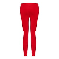 Baggy Hlače za žene plus veličine Pokretanje elastične džepove struka Loose hlače crvene s